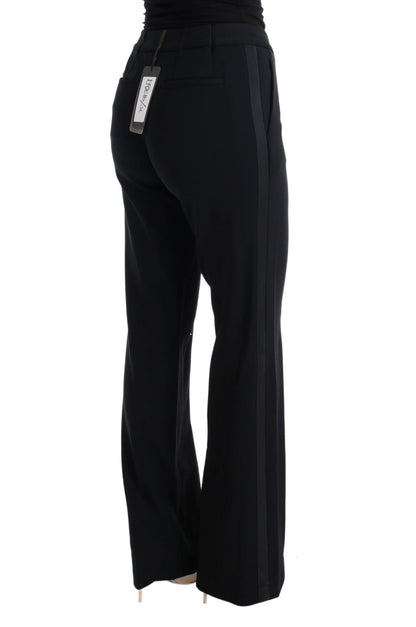 Black Viscose Flare Bootcut Pants