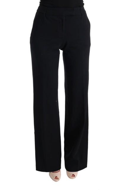 Black Viscose Flare Bootcut Pants