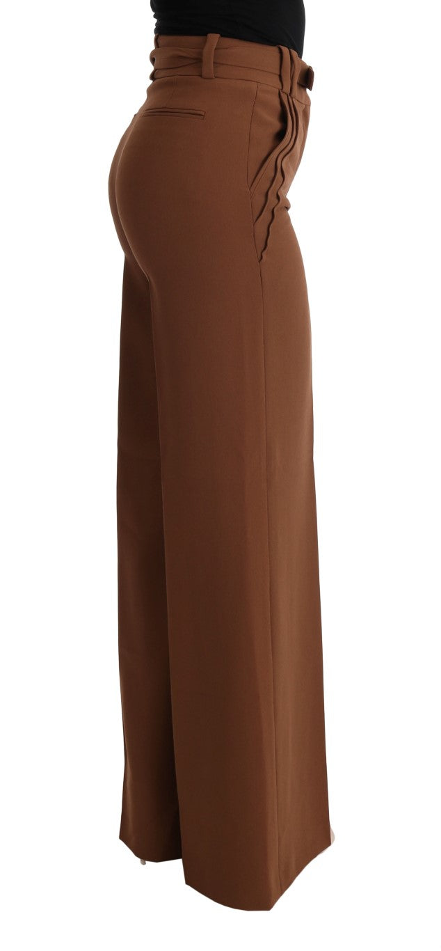 Elegant Boot Cut Brown Polyester Pants