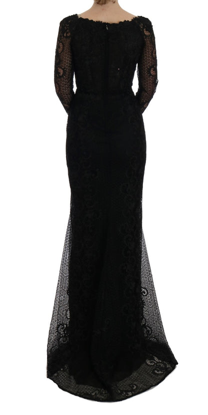 Elegant Full Length Black Sheath Maxi Dress