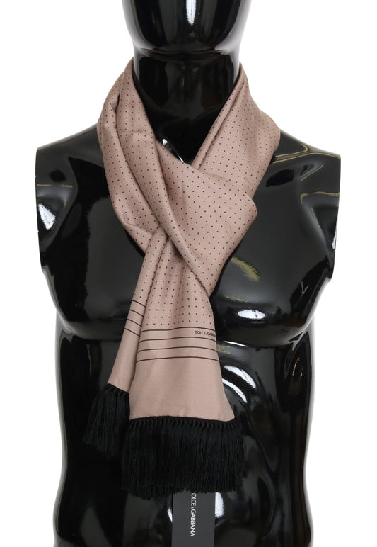 Elegant Pink Polka Dot Silk Scarf