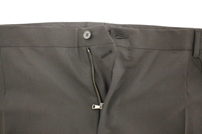 Black Wool Stretch Pleated Pants