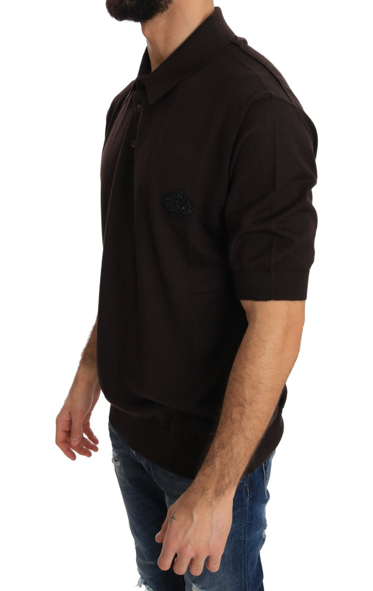 Royal Crown Embroidered Cashmere Polo T-Shirt