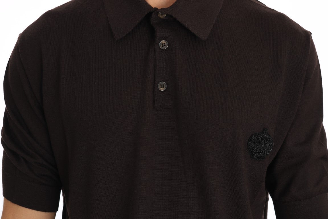 Royal Crown Embroidered Cashmere Polo T-Shirt
