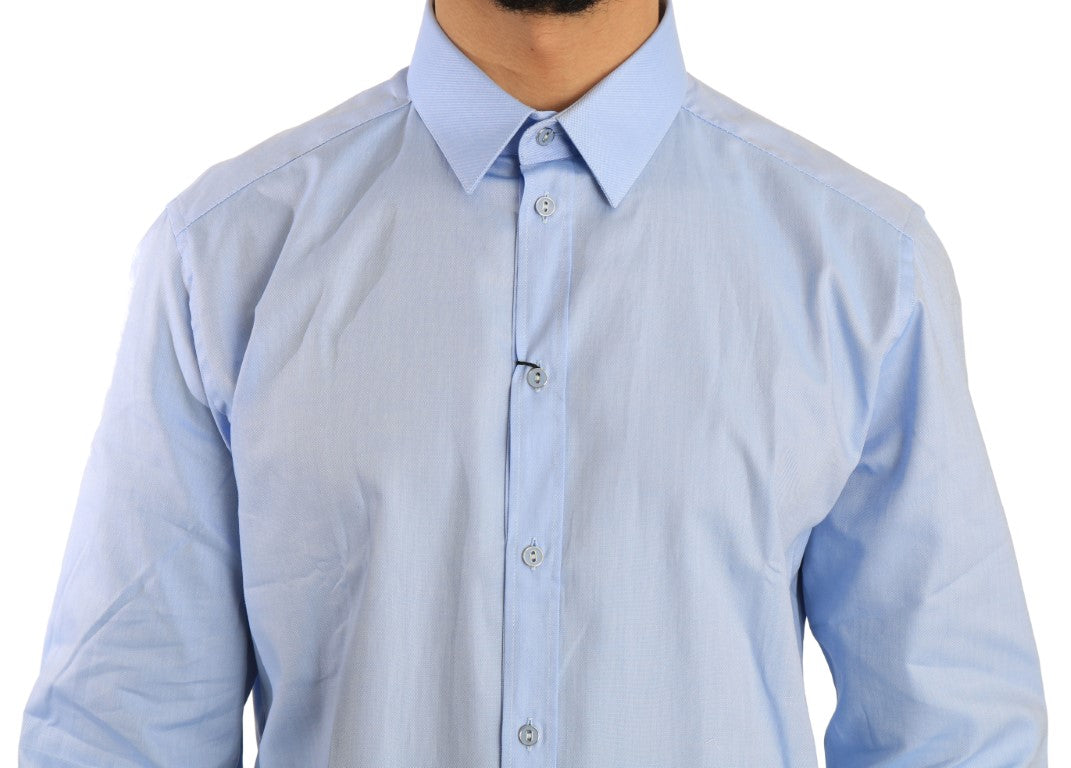 Elegant Blue Cotton Dress Shirt