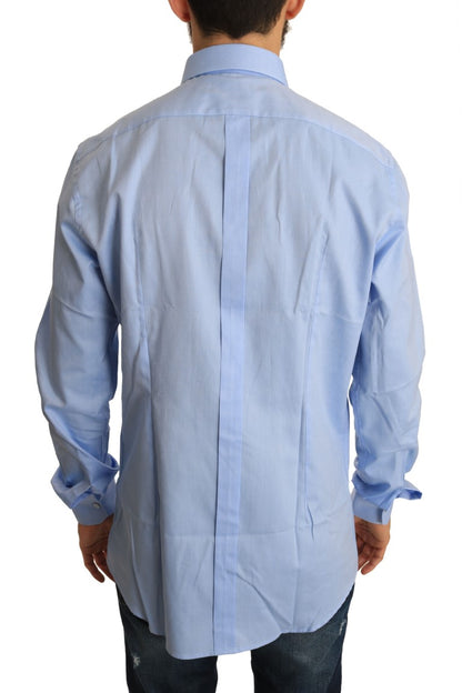 Elegant Blue Cotton Dress Shirt