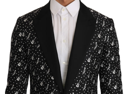 Polka Dot Jazz Print Slim Fit Blazer