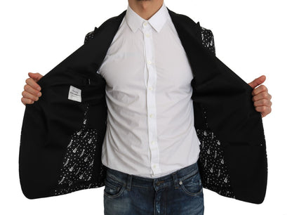 Polka Dot Jazz Print Slim Fit Blazer