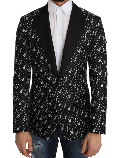 Polka Dot Jazz Print Slim Fit Blazer