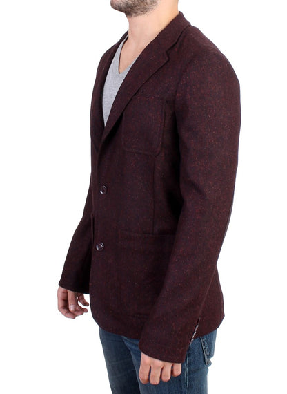 Bordeaux Wool Blend Two Button Blazer