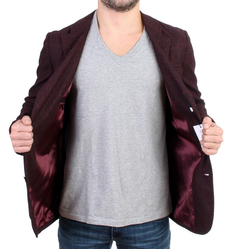 Bordeaux Wool Blend Two Button Blazer