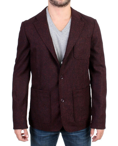 Bordeaux Wool Blend Two Button Blazer