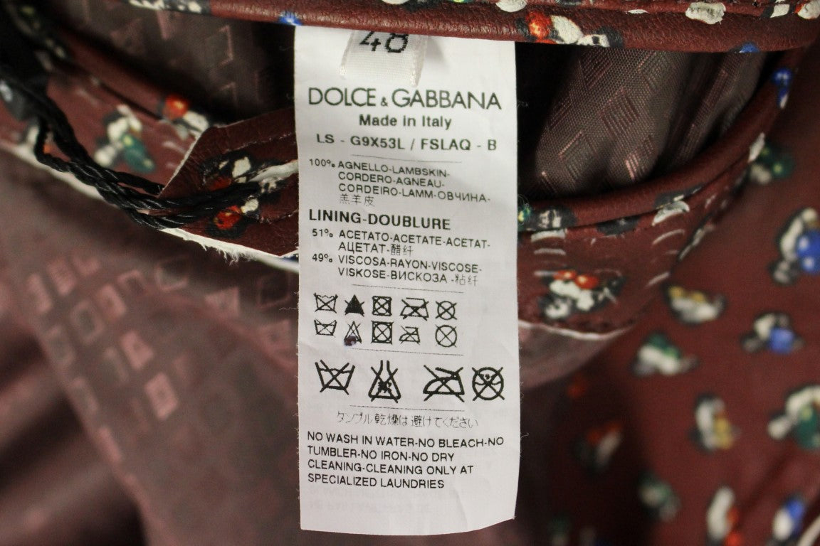 Exclusive Boxer Print Bordeaux Leather Jacket