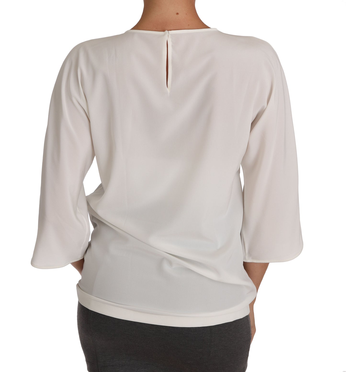 Elegant Silk Blend Crewneck Blouse