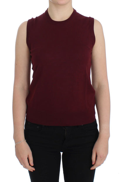 Elegant Red Wool Sleeveless Pullover Vest