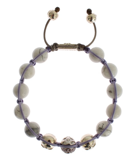 Purple CZ Howlite 925 Silver Bracelet