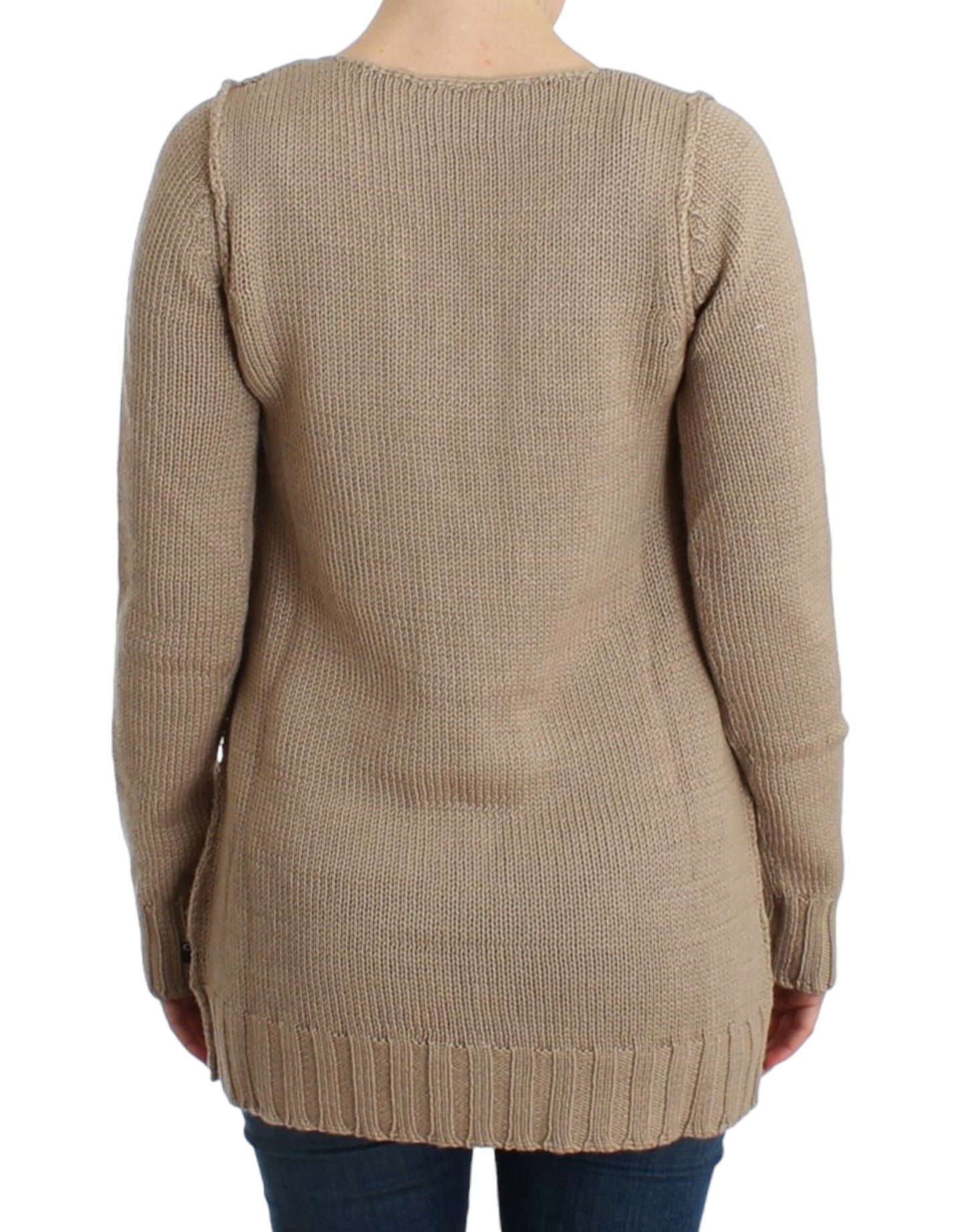 Beige knitted wool sweater
