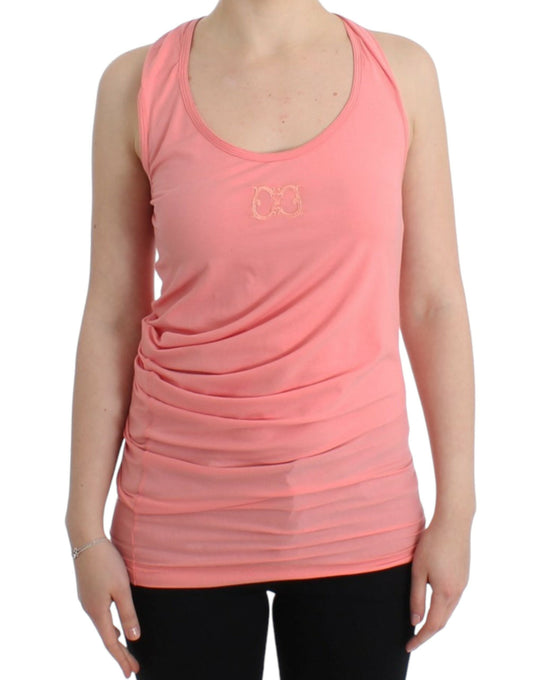 Chic Pink Cotton Blend Tank Top