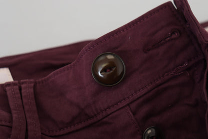 Elegant Maroon Casual Skinny Pants