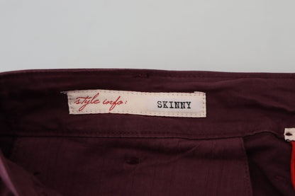 Elegant Maroon Casual Skinny Pants