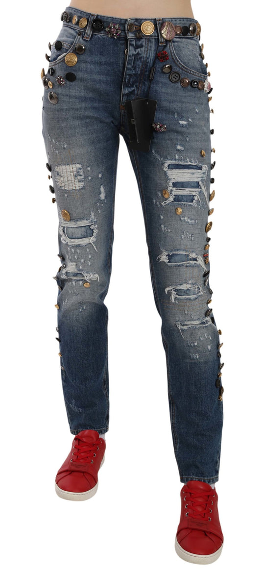 Crystal Embellished Luxury Denim Jeans