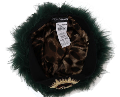 Green Fur DG Logo Embroidered Cloche Hat