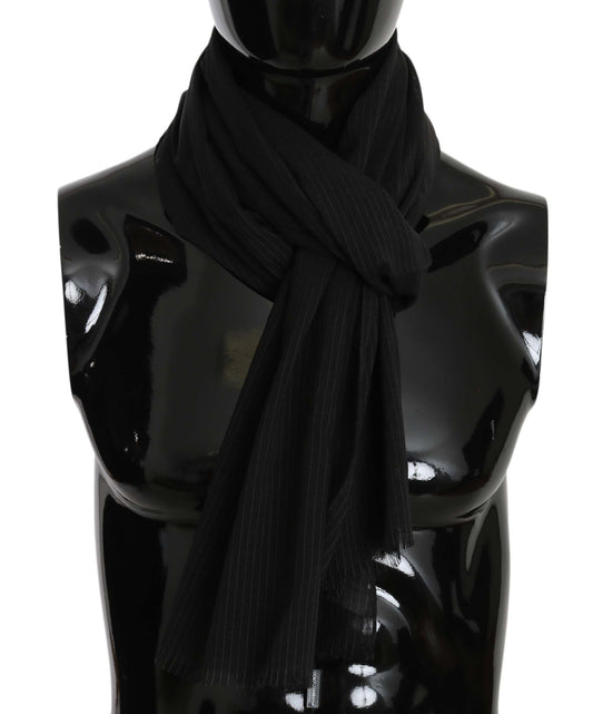 Elegant Dark Gray Virgin Wool Men's Scarf