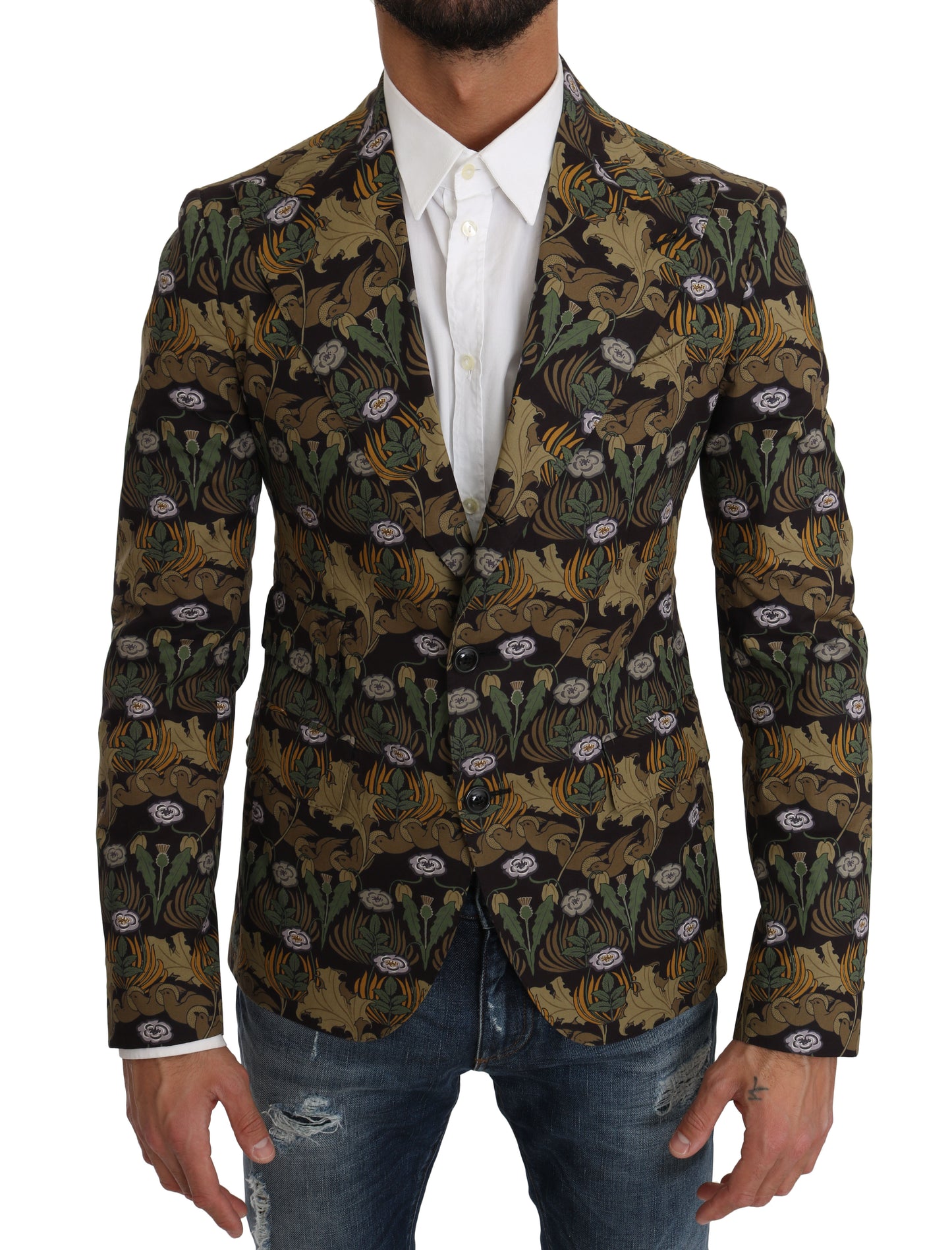 Elegant Slim Fit Leaf Pattern Blazer