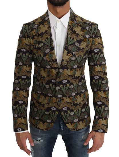 Elegant Slim Fit Leaf Pattern Blazer