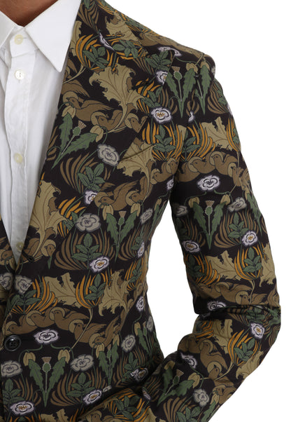 Elegant Slim Fit Leaf Pattern Blazer