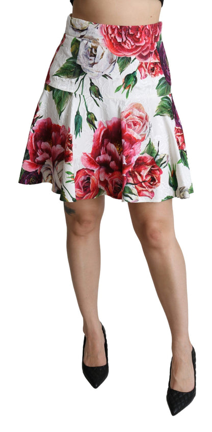 Floral Brocade A-Line Mini Skirt