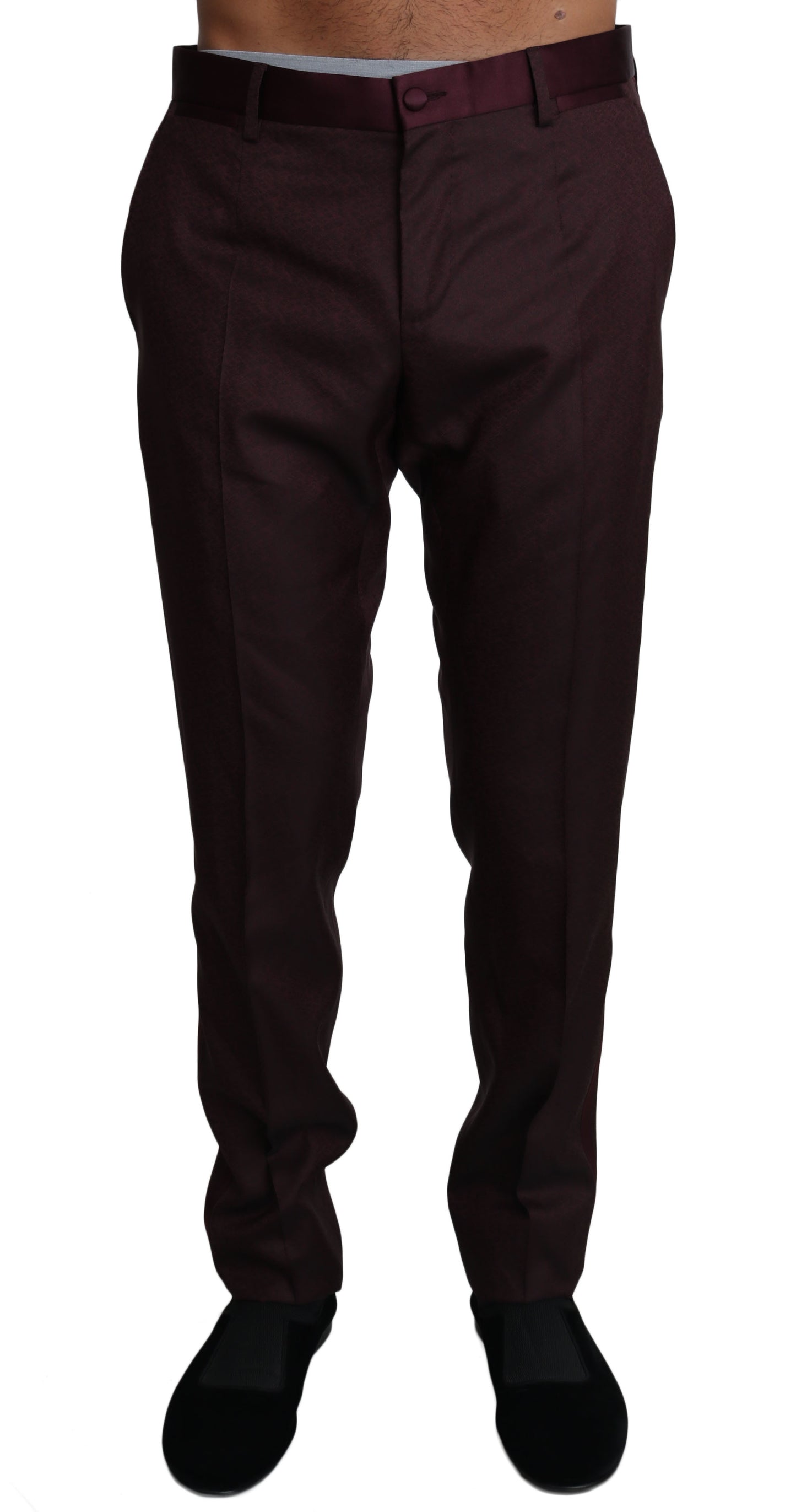 Elegant Bordeaux Dress Pants with Red Stripe