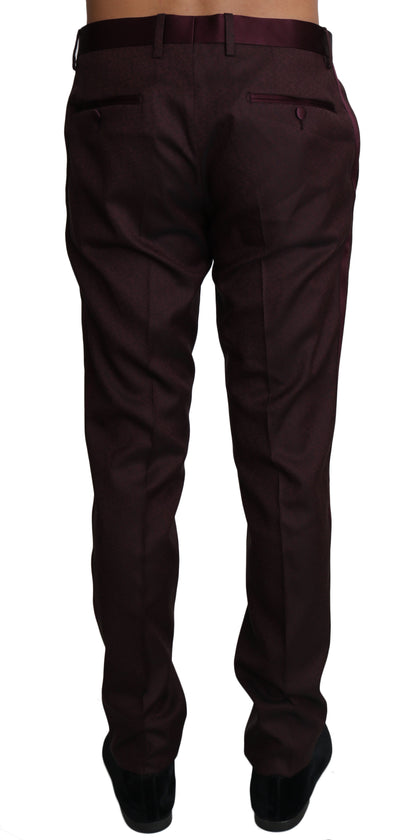 Elegant Bordeaux Dress Pants with Red Stripe