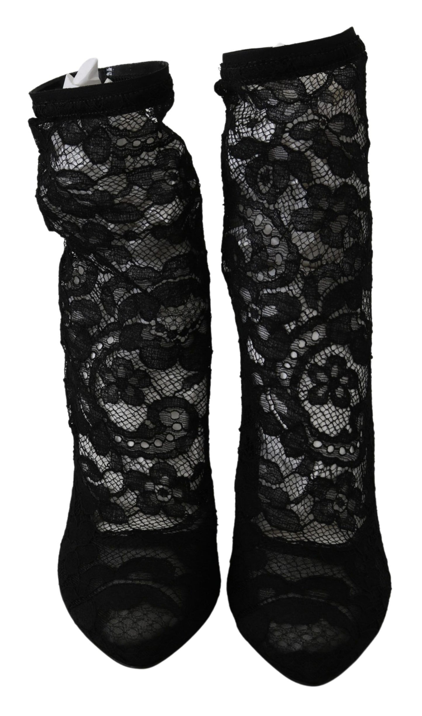 Elegant Black Floral Lace High Heel Boots