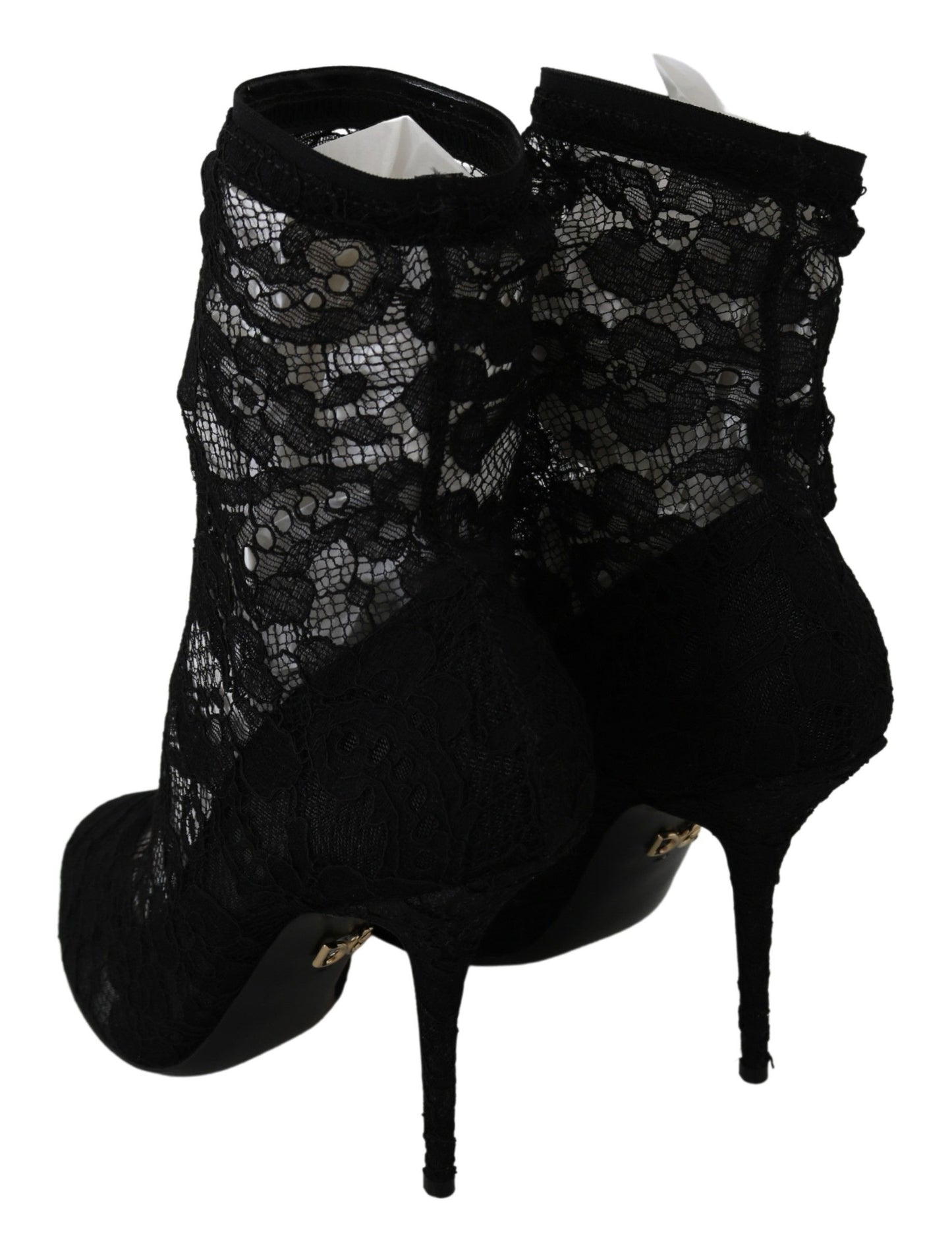 Elegant Black Floral Lace High Heel Boots