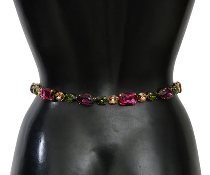 Elegant Pink Leather Crystal Belt