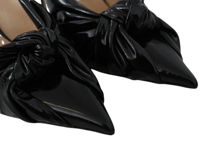 Elegant Black Leather Pointed Toe Pumps