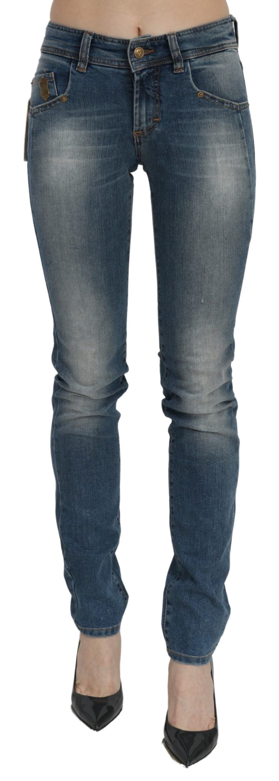 Chic Blue Washed Slim Fit Denim Trousers