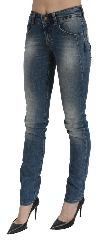 Chic Blue Washed Slim Fit Denim Trousers