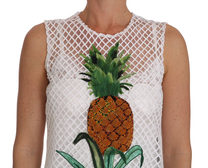 Chic Pineapple Applique Midi Shift Dress