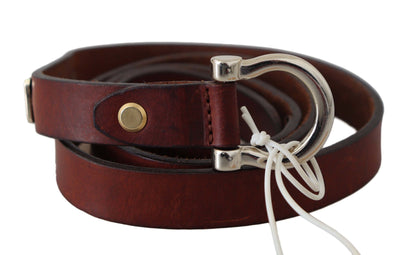 Brown Leather Luxury Slim Buckle Belt