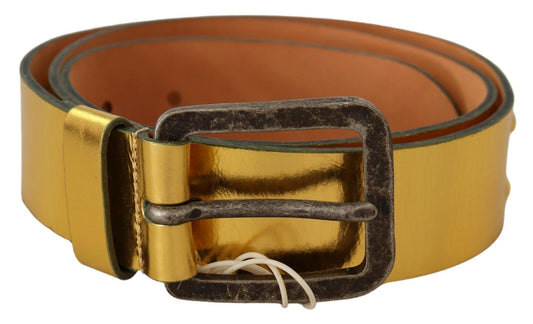 Elegant Gold Genuine Leather Men's Belt