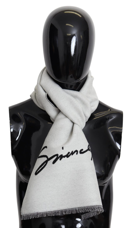 Elegant Monochrome Wool-Silk Blend Scarf