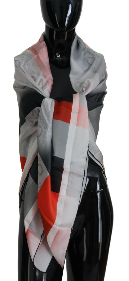 Gray Red Shawl Foulard Wrap Scarf