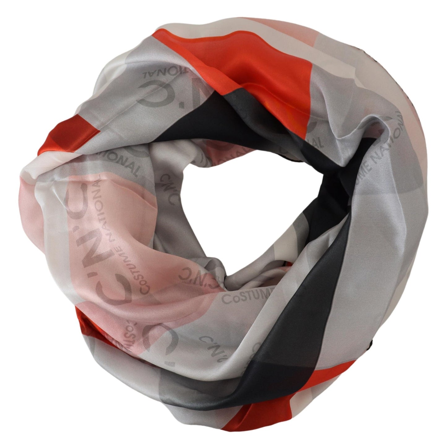 Gray Red Shawl Foulard Wrap Scarf