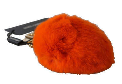 Chic Gold-Tone Fur Ball Keychain