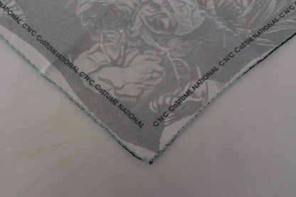 Gray Print Shawl Foulard Branded Scarf