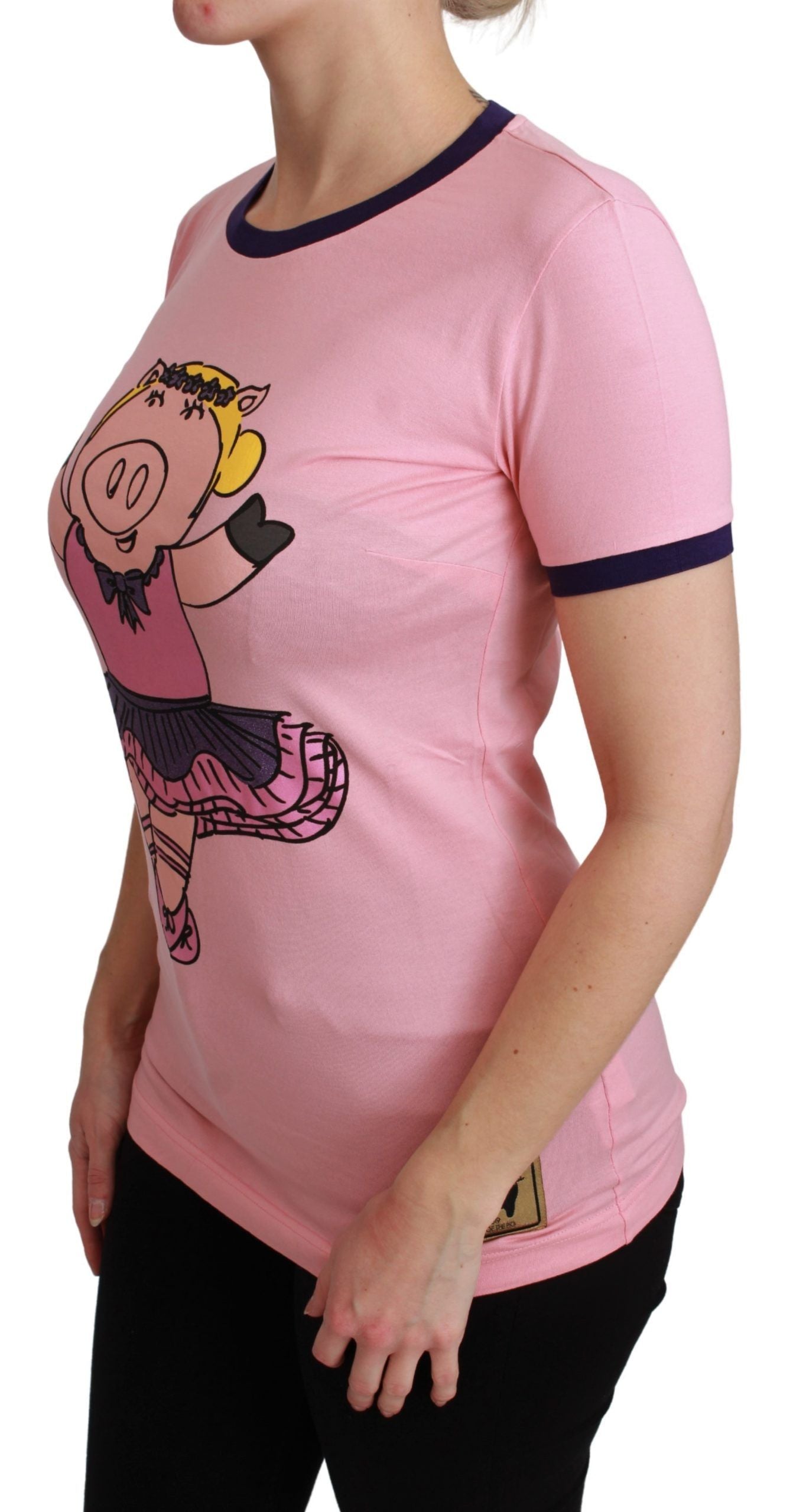 Pink YEAR OF THE PIG Top Cotton T-shirt