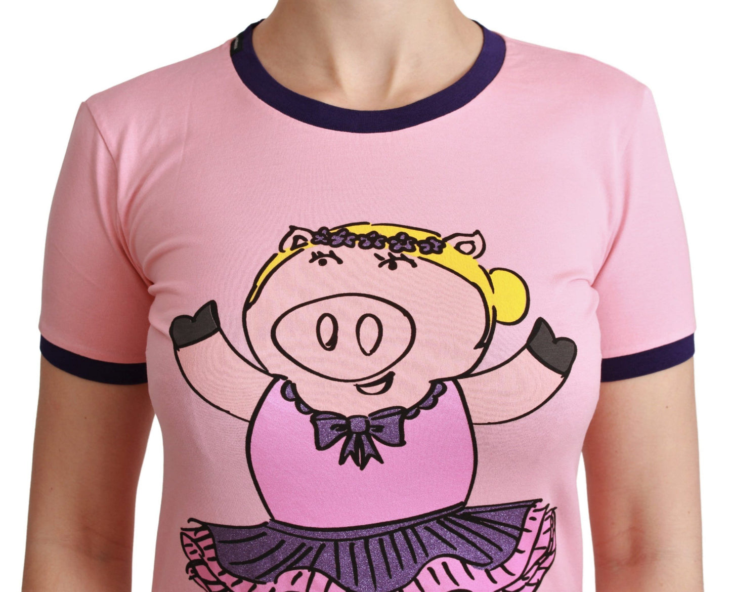 Pink YEAR OF THE PIG Top Cotton T-shirt