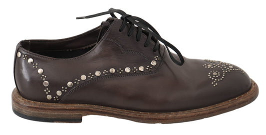 Elegant Studded Brown Leather Derby Shoes